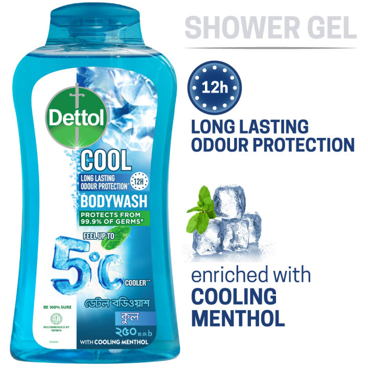 Dettol Cool upto 5°C Cooler Bodywash with 12Hour Long Lasting Odour Protection 250ml