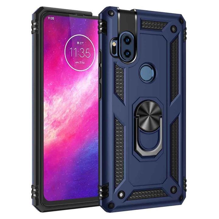 xprmy for Motorola One Hyper phone Case Luxury Armor Shockproof TPU PC 2 in 1 360 Degree Rotating Holder Ring Back Cover