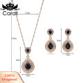 Carat Women Rhinestone Waterdrop Pendant Necklace Stud Drop Earrings Jewelry Set. 