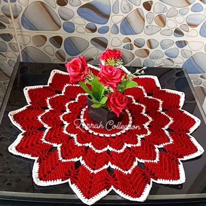 Crochet Summer Yern doily placemat- tablemat 18 inch