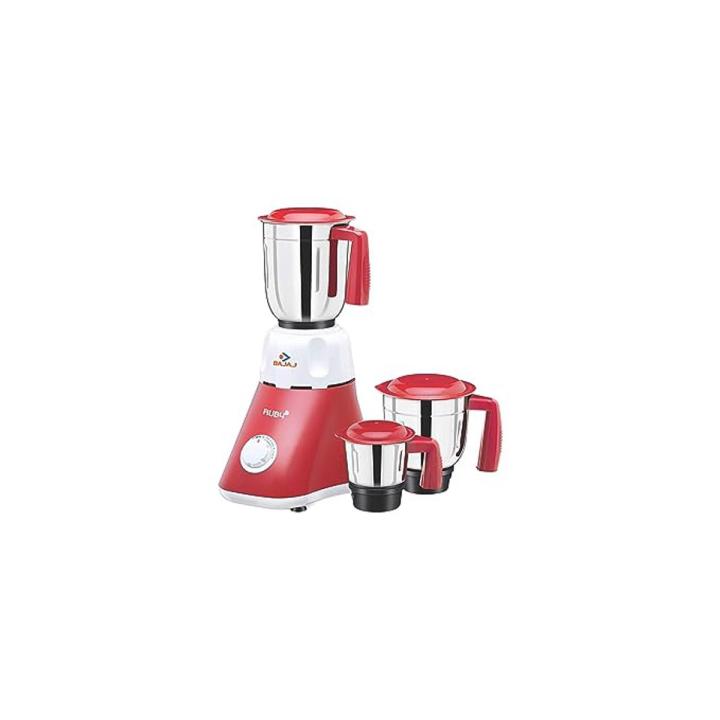Bajaj Ruby 800-Watt Mixer Grinder with 3 Jars (White/Red)