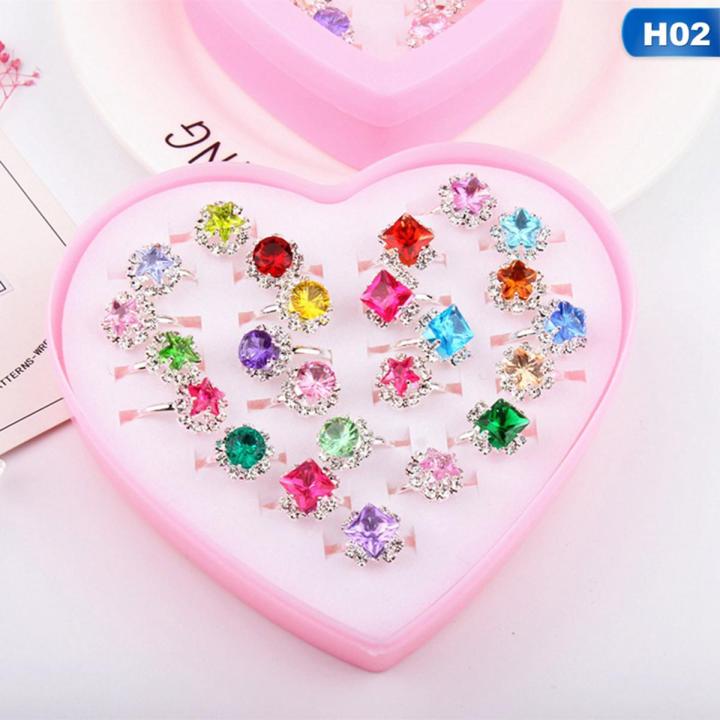 【DM bag factory Store】Adjustable Set For Girls 36pcs Jewelry With Heart Shape Box