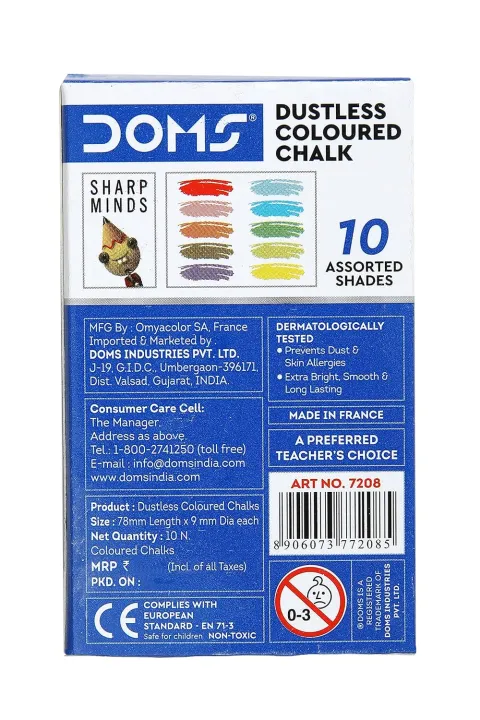 Doms%20Dustless%20Coloured%20Chalk%20Different%20Color%20Chalk%20%7C%20Pack%20of%2010%20-%20Image%202