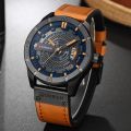 Curren 8301 - Brown Leather Analog Watch for Men-Brown.