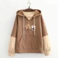 Harajuku Bear Anime Hoodies Women Korean Kawaii Cotton Fleece Hoodie Coat Long Sleeve Oversized Kpop Y2K Girls Winter Clothes.