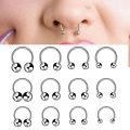 5Pcs Stainless Steel Nose Ring 16 Gauge Septum Piercing Ear Helix Earrings For Women Men Punk Jewelry Lip Piercings Rings. 