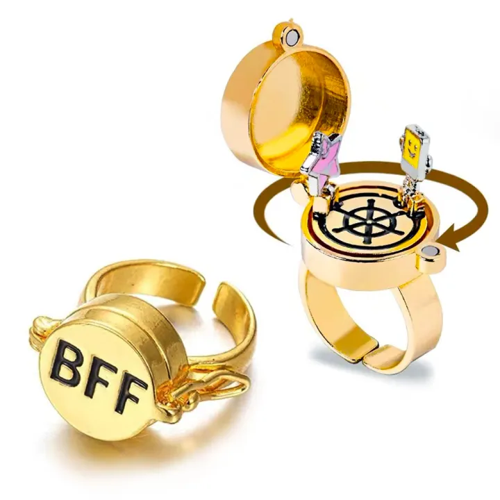 YILUOCD%202%20Pcs%20Gold%20Color%20Spinner%20BFF%20Matching%20Rings%20Best%20Friend%20Open%20Rotate%20Ring%20Forever%20Friendship%20Cute%20Cartoon%20Anime%20Jewelry%20-%20Image%204