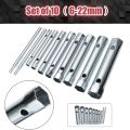 NANLIY- 10Pcs 6-22mm Metric Tubular Box Wrench Set Tube Bar Spark-Plug Spanner Steel Double Ended for Automotive Plumb Repair. 