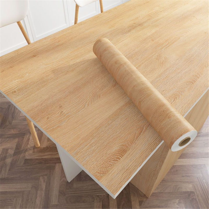 【Hot deal】 1 Roll Pvc Oil-proof Wood Grain Sticker Self-adhesive Wallpaper For Kitchen Countertop Cabinet Table Wall Renovation