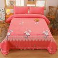 Three-piece set of milk velvet bed covers, plush bed sheets, blankets, thickened kang blankets, blankets, single tatami mats, household carpets. 