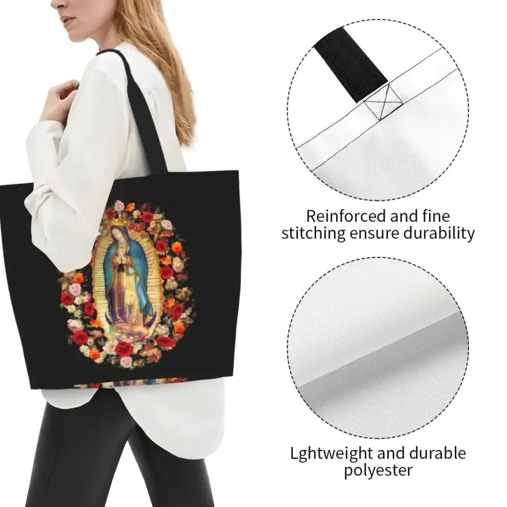 Printed%20Our%20Lady%20Of%20Guadalupe%20Mexican%20Virgin%20Mary%20Tote%20Shopping%20Bag%20Canvas%20Shoulder%20Shopper%20Mexico%20Catholic%20Saint%20Handbag%20-%20Image%203