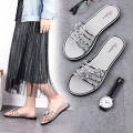 Slippers Women's 2024 New Wear Summer Semi-Slippers Fashion Flower Beach Shoes Sandals Flat Casual Flip-Flops.