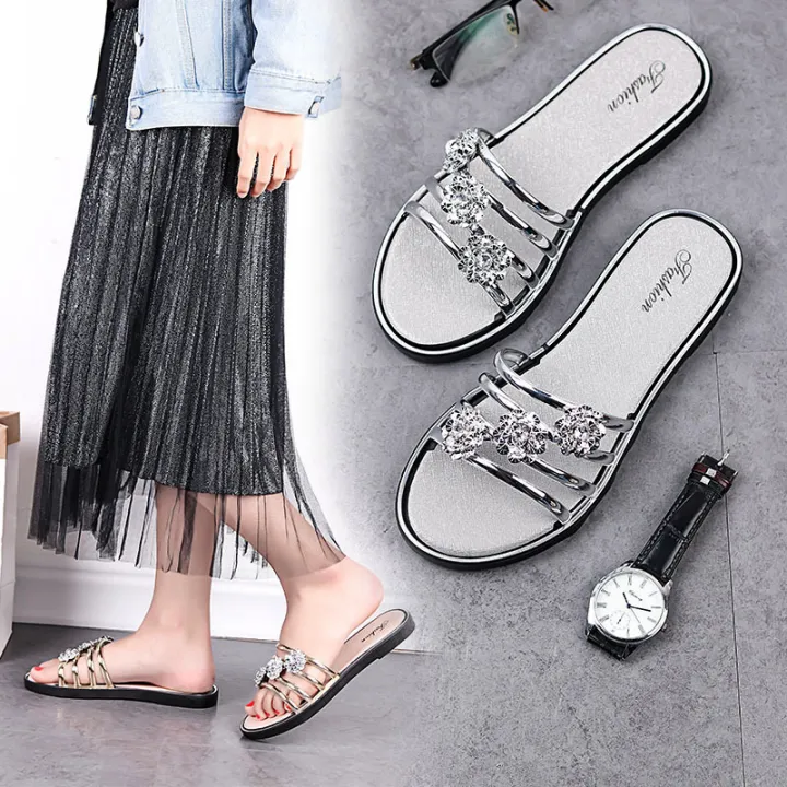 Slippers%20Women's%202024%20New%20Wear%20Summer%20Semi-Slippers%20Fashion%20Flower%20Beach%20Shoes%20Sandals%20Flat%20Casual%20Flip-Flops%20-%20Image%202