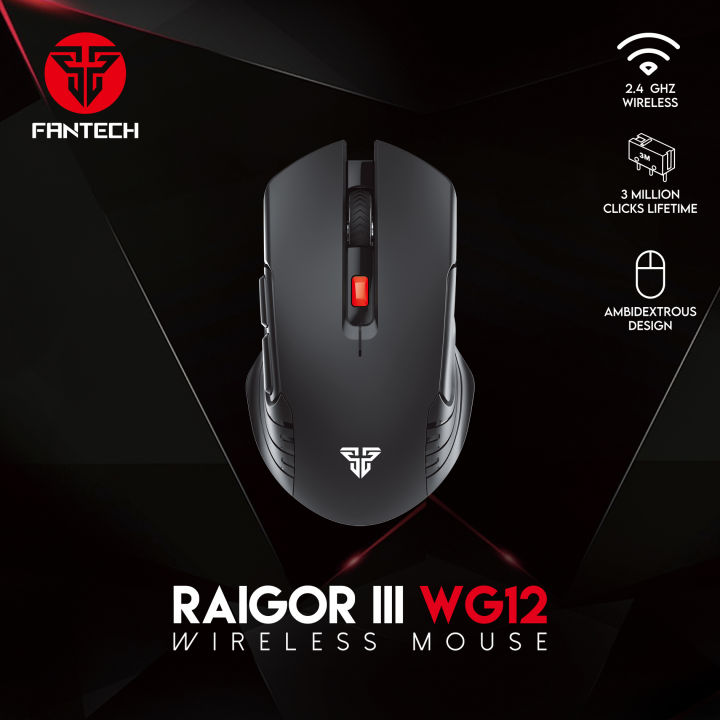 FANTECH RAIGOR III WG12 Stable 2.4Ghz Connection Wireless Mouse 2000 DPI Pixart Sensor Ambidextrous Design Portable Mice For Laptop PC Computer Gaming Gamer