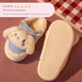 Anime Sanrios HelloKitty Plush Package Heel Cotton Slippers Cartoon Kuromi Cinnamoroll Kawaii Winter Warm Non-Slip Home Slippers.