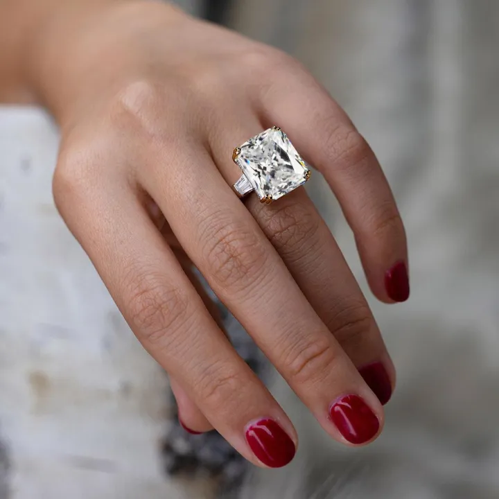 【happy one】Dubai Male Female Big Cubic Zircon Stone Ring Color Option for Wedding Promise Engagement Rings for Woman R-157