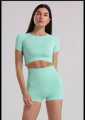 half sleeve Crop Tops and bottom Set for Women sky color. 
