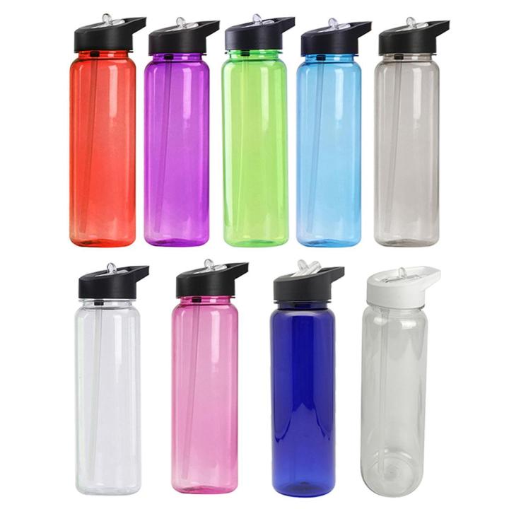 750ml Plastic Water Bottle with Straw for Drinking Portable Sport Cup Kitchen Tools Kids Water Bottle for School Transparent
