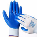 Nylon hand Gloves (Rubber Coated Nitrile) , Safety gloves for Industrial, Construction, Household, Cycling, Bike Riding, Gardening, Kitchen Work Use, blue , Colour ( 1 Pair).