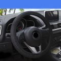 15''/38cm Car Steering Wheel Cover Microfiber Breathable Anti-slip Black Leather. 