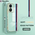 Jizetin (Free Lanyard) for Vivo Y02S Back Cover Car Track Luxury 6D Plating Case Side Pattern Soft Silicone Square Mobile Phone Cases.