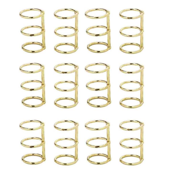 FORIDE 12 Pcs 3 Ring Book Rings Leaf Binders Office Book Rings Snap Split Hinged 20mm Inner Diameter Book Ring Gold