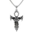 European and American titanium steel men's cross necklace religious jewelry stainless steel Egyptian Eye of Horus pendant necklace. 