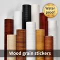 Self-Adhesive Wall Stickers Wood Grain Paper Furniture Cabinets Stickers Living Room Bedroom Walls Home Decoration Wallpapers.