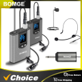 BOMGE Dual Wireless Microphone System Headset Mic/Stand Mic/Lavalier Lapel Mic with Rechargeable Bodypack Transmitter Receiver.
