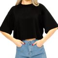 Premium Quality Drop Shoulder OverSize Black Crop Top For Girls.