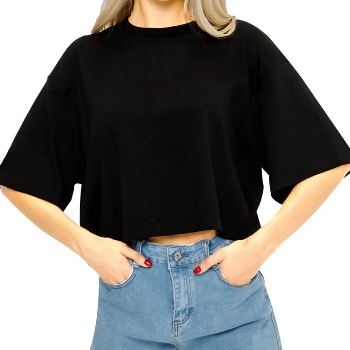 Premium%20Quality%20Drop%20Shoulder%20OverSize%20%20Black%20Crop%20Top%20For%20Girls%20-%20Image%202