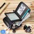 New Arrive RFID Wallet Zipper Wallet Men Stamped Logo Business Gift PU Wallet. 