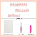 24Pcs Pink Bow Press on Nails 3D Flower with Pearl Design Acrylic Nails Ballerina Full Cover French False Nail Tips for Women. 