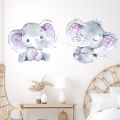 Cute baby elephant self adhesive wall sticker cartoon purple living room kids room home décor sticker BR0212H. 