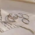 Korean style butterfly matte set for women silver ring.