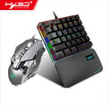 HXSJ V200+J800 Combo J800 Wired Gaming Mouse 7-key Macro Programming Mice & V200 Blue Switch One-handed Mechanical Keyboard Set Adjustable DPI Colorful RGB Light Effect.