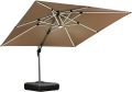 Double Top Deluxe Solar Powered LED Rectangle Umbrella Hanging Umbrella Outdoor Market Umbrella Navy Blue Patio Umbrellas. 