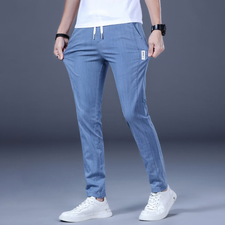 One%20Piece%20Dropshipping%20Summer%20New%20Men's%20Casual%20Pants%20Korean%20Slim-Fit%20Imitation%20Denim%20Straight%20Men's%20Casual%20Elastic%20Waist%20Pants%20-%20Image%207