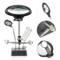 Helping Hands Magnifier Station, 2.5X/7.5X/10X LED Lighting Workstation Magnifying Glass Stand with Clamp and Alligator Clips. 