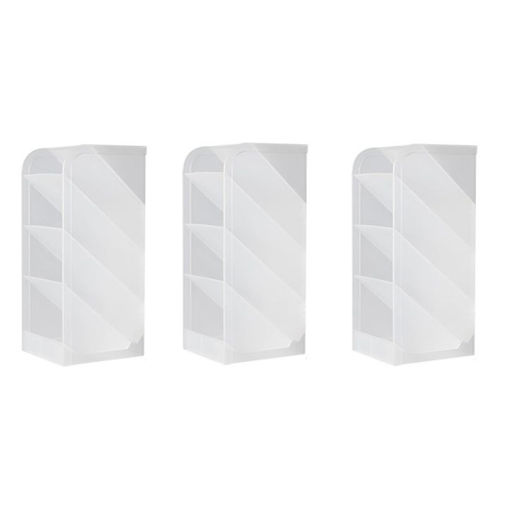 Desk Manager Pen Storage Rack Multi-Compartment Pen Holder Storage Box Stationery Solid Color Translucent for Office