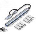 Mouse Keyboard Splitter Type-C HUB High Speed Aluminium Alloy Docking Station 7 Ports OTG Adapter Laptop PC. 