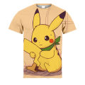 Summer handsome new animation Pikachu printed short sleeve t-shirt for men and women couples fashion trend top. 