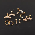 1Set Ear Bone Nail Piercing Set Cartilage Zircon Tragus Nose Lip Rings Helix Barbell Stud Earring Hypoallergenic Pircing Jewelry.