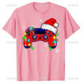 Video Game Controller Christmas Santa Hat Gamer Boys O-neck T-Shirt Gifts Gaming Lover Xmas Costume Family Matching Videos Games.