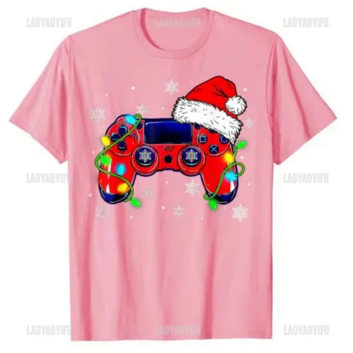 Video%20Game%20Controller%20Christmas%20Santa%20Hat%20Gamer%20Boys%20O-neck%20T-Shirt%20Gifts%20Gaming%20Lover%20Xmas%20Costume%20Family%20Matching%20Videos%20Games%20-%20Image%205