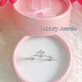 Box Free Silver Metal Zircon Stone Finger Ring For Girls.