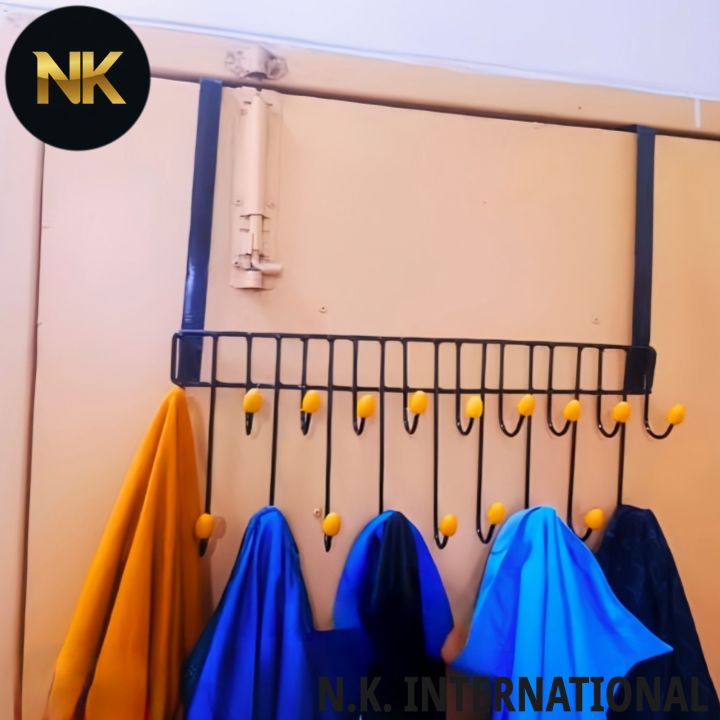 Over The Door Iron 19-Hook Hanger, Classic Black Design, Easy Installation, Lightweight, Portable, Perfect for Hanging Clothes, Hats, and Bags, 1 Piece for Smart Storage Solutions