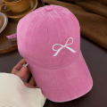 Breathable Bow Embroidered Baseball Hat Lightweight Adjustable Sunscreen Vintage Baseball Cap Embroidered Soft Top Sunproof Cap for Travel Hat Outdoor Sun Shade Women's Cap Daily Wear Streetwear. 