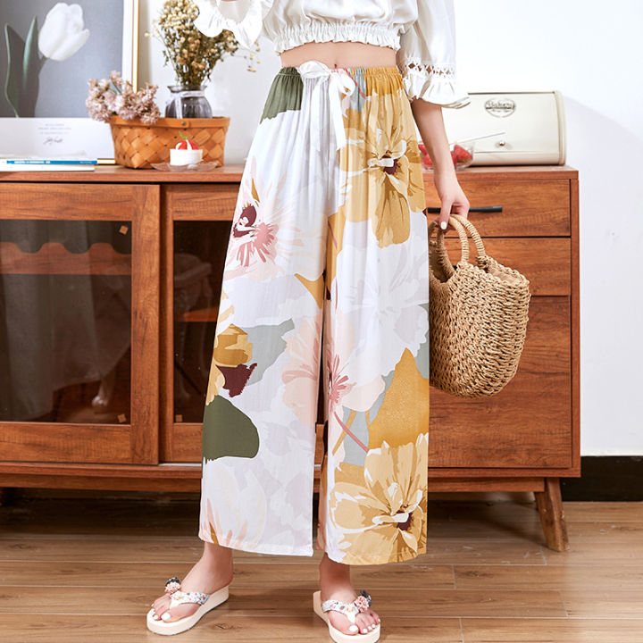 Wide%20Leg%20Pants%20Summer%20Cotton%20Silk%20Women's%20Pyjama%20Trousers%20Artificial%20Cotton%20Loose%20Home%20Pants%20Air%20Conditioning%20Pants%20Anti%20Mosquito%20Pants%20Casual%20Cartoon%20-%20Image%203