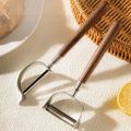 U-Shaped/D-Shaped Walnut Wood Peeler Non-slip Efficient Fruit Peeler Retro Peeling Machine Picnic.